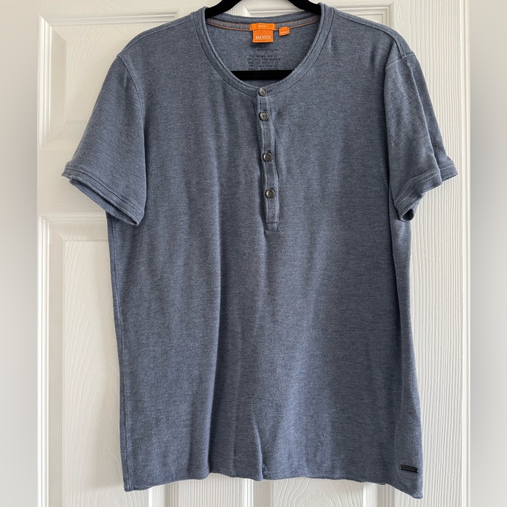 blue waffle knit tshirt